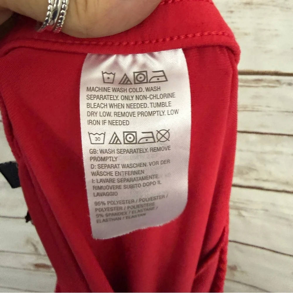 Susan Graver Weekend Red Pull On Drawstring Wide Leg Pants - Picture 7 of 8